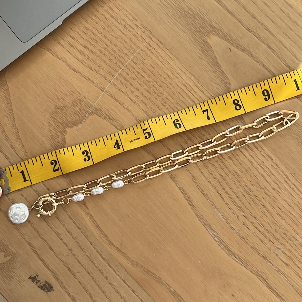 ✨ PEARL STYLE CHAIN DOUBLE LINKED NECKLACE - Picture 5 of 7